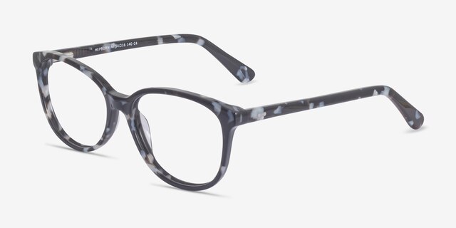 Hepburn Gray Floral AcetateEyeglass Frames from EyeBuyDirect, Angle View