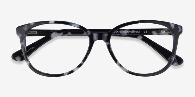 Hepburn Gray Floral AcetateEyeglass Frames from EyeBuyDirect, Closed View