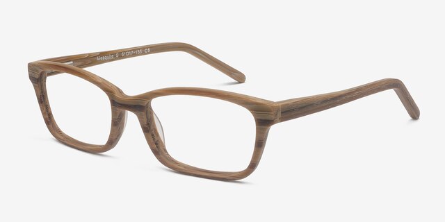 Mesquite Brown Striped AcetateEyeglass Frames from EyeBuyDirect, Angle View