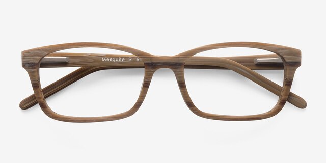Mesquite Brown Striped AcetateEyeglass Frames from EyeBuyDirect, Closed View