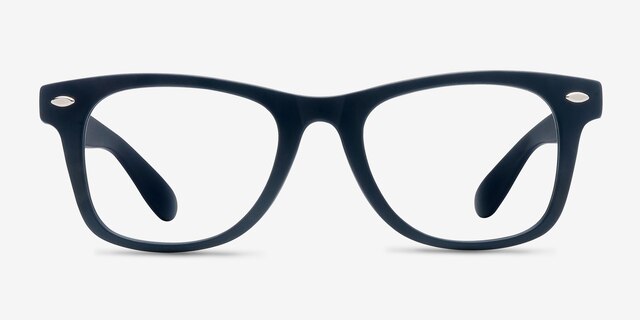 Atlee Matte Navy PlasticEyeglass Frames from EyeBuyDirect, Front View