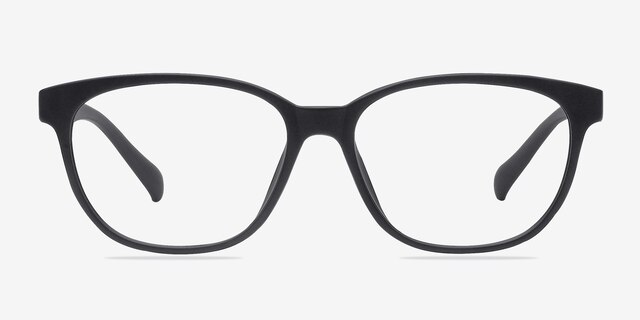 Moody Matte Black PlasticEyeglass Frames from EyeBuyDirect, Front View