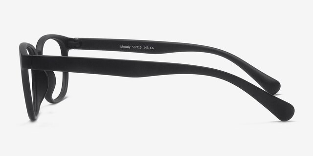 Moody Matte Black PlasticEyeglass Frames from EyeBuyDirect, Side View