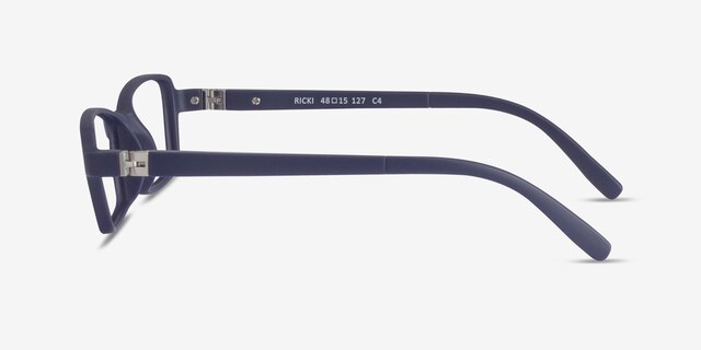 Ricki Matte Navy PlastiqueMontures de lunettes de vue d'EyeBuyDirect, Vue de Côté