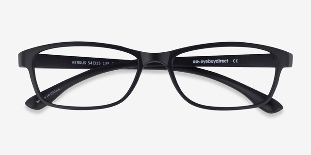 Versus Matte Black PlasticEyeglass Frames from EyeBuyDirect, Closed View