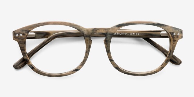 Little Things Brown Wood-textureEyeglass Frames from EyeBuyDirect, Closed View
