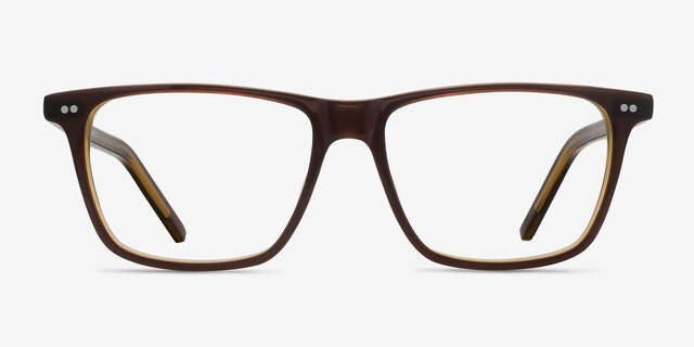Default Brown AcetateEyeglass Frames from EyeBuyDirect, Front View
