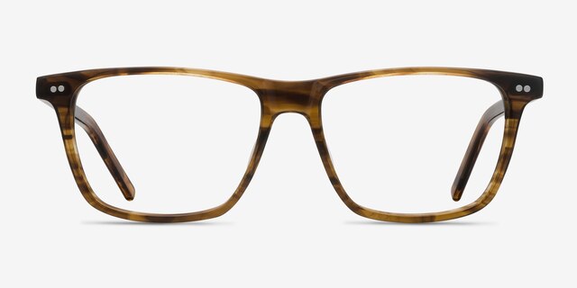 Default Brown Striped AcetateEyeglass Frames from EyeBuyDirect, Front View