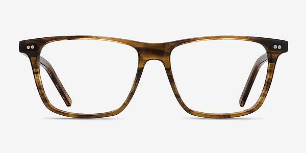Default Brown Striped Acétate Montures de lunettes de vue