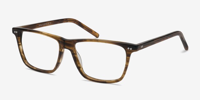 Default Brown Striped AcetateEyeglass Frames from EyeBuyDirect, Angle View