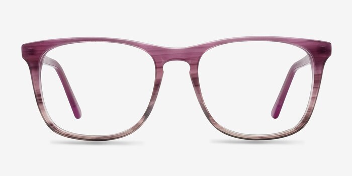 Skyline Purple Striped Acétate Montures de lunettes de vue d'EyeBuyDirect