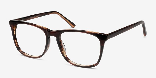 Skyline Brown Striped AcétateMontures de lunettes de vue d'EyeBuyDirect, Vue d'Angle