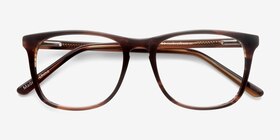 Skyline Brown Striped Acétate Montures de lunettes de vue d'EyeBuyDirect, Vue Rapprochée