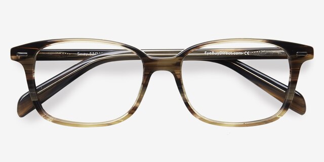 Sway Brown Striped AcetateEyeglass Frames from EyeBuyDirect, Closed View