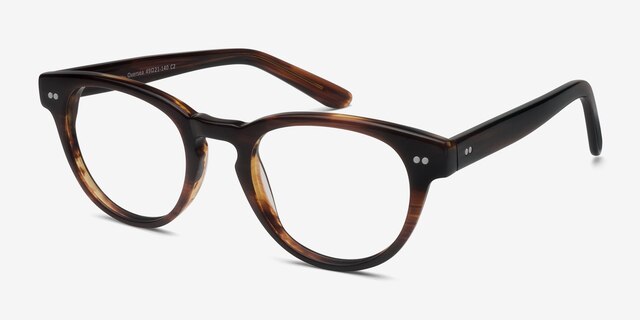Oversea Brown Striped AcetateEyeglass Frames from EyeBuyDirect, Angle View