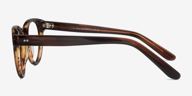 Oversea Brown Striped AcetateEyeglass Frames from EyeBuyDirect, Side View