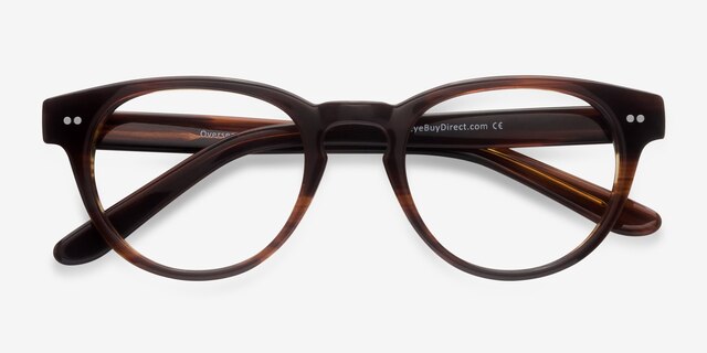 Oversea Brown Striped AcetateEyeglass Frames from EyeBuyDirect, Closed View