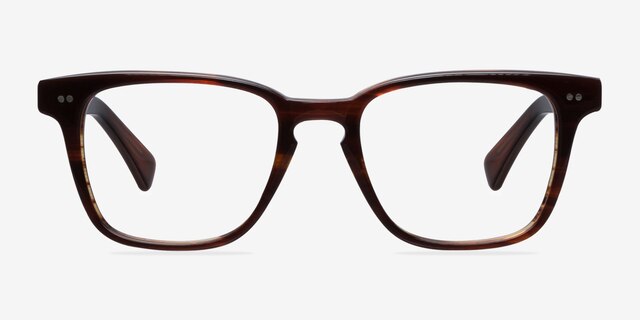Samson Brun AcétateMontures de lunettes de vue d'EyeBuyDirect, Vue de Face