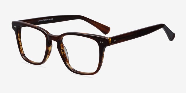 Samson Brun AcétateMontures de lunettes de vue d'EyeBuyDirect, Vue d'Angle