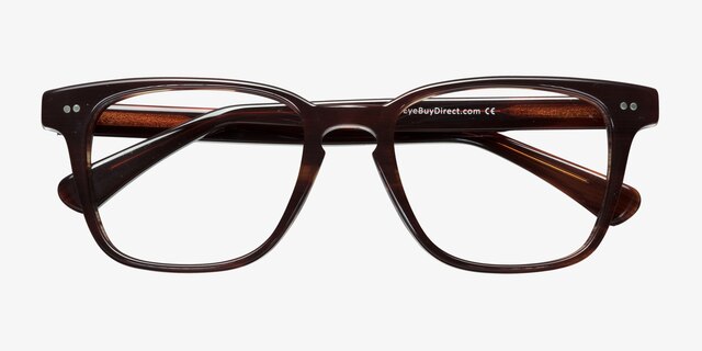 Samson Brun AcétateMontures de lunettes de vue d'EyeBuyDirect, Vue Rapprochée