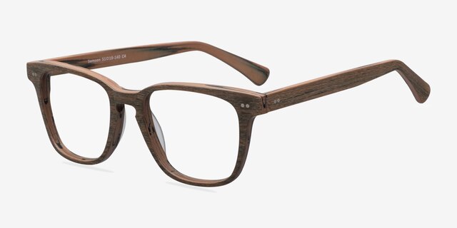 Samson Brown Striped AcétateMontures de lunettes de vue d'EyeBuyDirect, Vue d'Angle