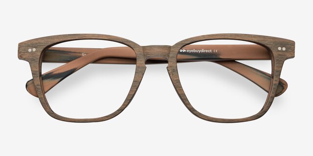 Samson Brown Striped AcétateMontures de lunettes de vue d'EyeBuyDirect, Vue Rapprochée