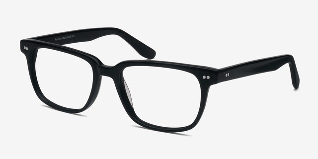 Pacific Noir AcétateMontures de lunettes de vue d'EyeBuyDirect, Vue d'Angle