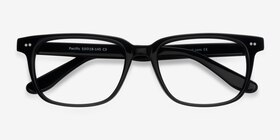 Pacific Noir Acétate Montures de lunettes de vue d'EyeBuyDirect, Vue Rapprochée
