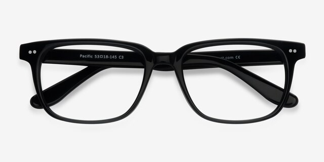 Pacific Noir AcétateMontures de lunettes de vue d'EyeBuyDirect, Vue Rapprochée