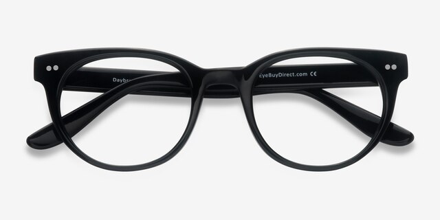 Daybreak Noir AcétateMontures de lunettes de vue d'EyeBuyDirect, Vue Rapprochée