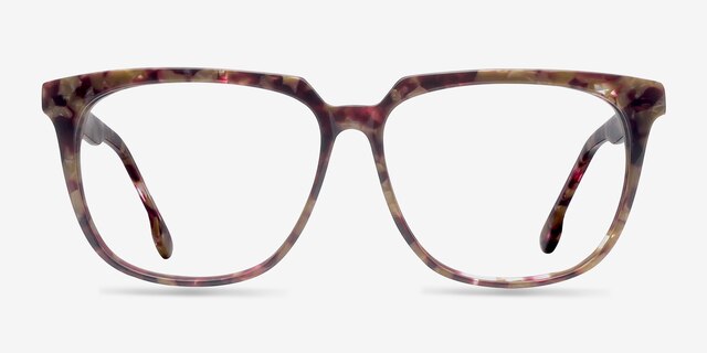 Capucine Red Floral AcetateEyeglass Frames from EyeBuyDirect, Front View