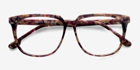 Capucine Red Floral Acétate Montures de lunettes de vue d'EyeBuyDirect, Vue Rapprochée