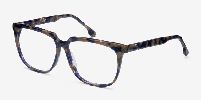 Capucine Blue Floral AcétateMontures de lunettes de vue d'EyeBuyDirect, Vue d'Angle