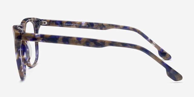 Capucine Blue Floral AcétateMontures de lunettes de vue d'EyeBuyDirect, Vue de Côté