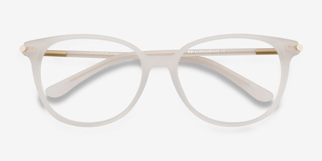 Jasmine Blanche AcétateMontures de lunettes de vue d'EyeBuyDirect, Vue Rapprochée