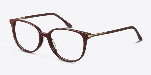 Jasmine Dark Red AcetateEyeglass Frames from EyeBuyDirect, Angle View