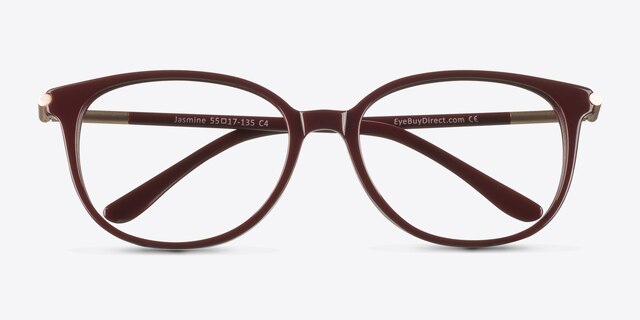 Jasmine Dark Red AcetateEyeglass Frames from EyeBuyDirect, Closed View