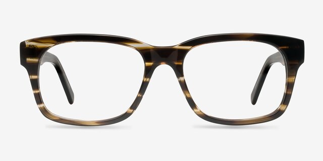 Lynch Brown Striped AcetateEyeglass Frames from EyeBuyDirect, Front View