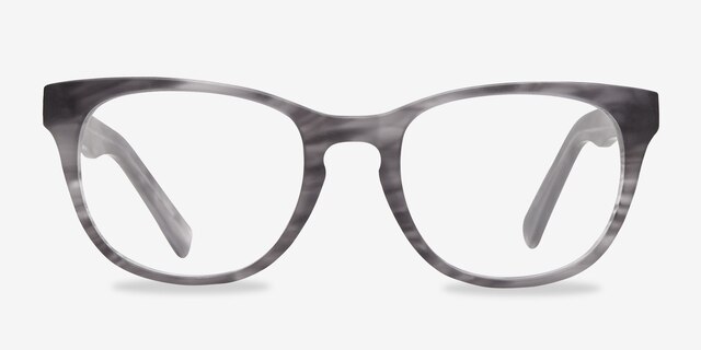 Confidence Gray Striped AcetateEyeglass Frames from EyeBuyDirect, Front View