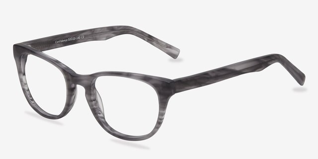 Confidence Gray Striped AcetateEyeglass Frames from EyeBuyDirect, Angle View