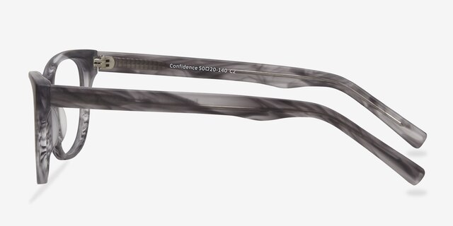 Confidence Gray Striped AcetateEyeglass Frames from EyeBuyDirect, Side View