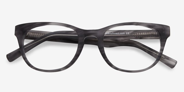 Confidence Gray Striped AcetateEyeglass Frames from EyeBuyDirect, Closed View