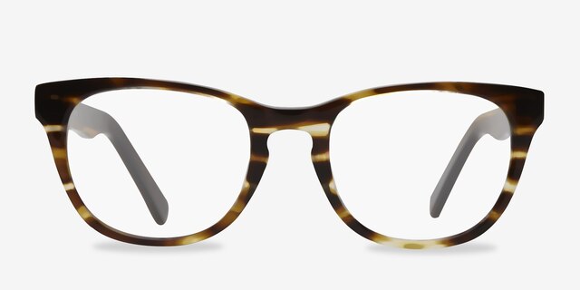 Confidence Brown Striped AcetateEyeglass Frames from EyeBuyDirect, Front View