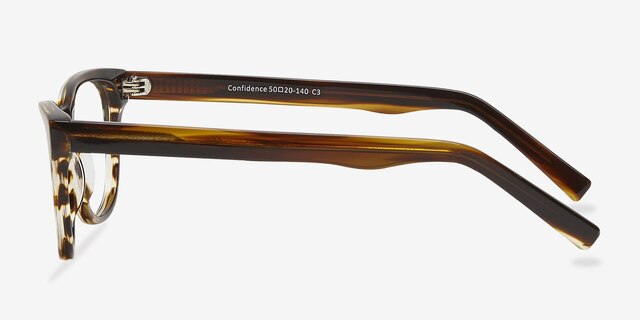 Confidence Brown Striped AcetateEyeglass Frames from EyeBuyDirect, Side View