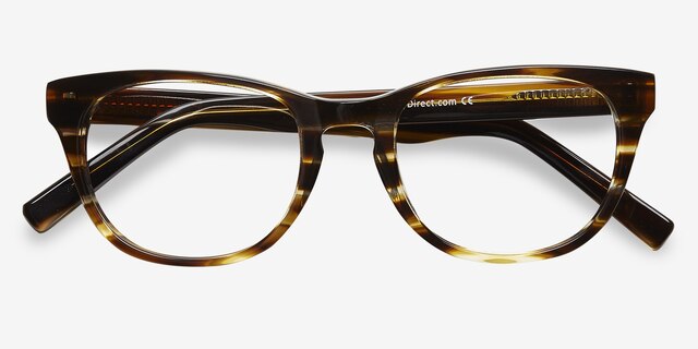Confidence Brown Striped AcetateEyeglass Frames from EyeBuyDirect, Closed View