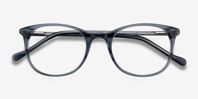 Peppermint Bleu AcétateMontures de lunettes de vue d'EyeBuyDirect, Vue Rapprochée