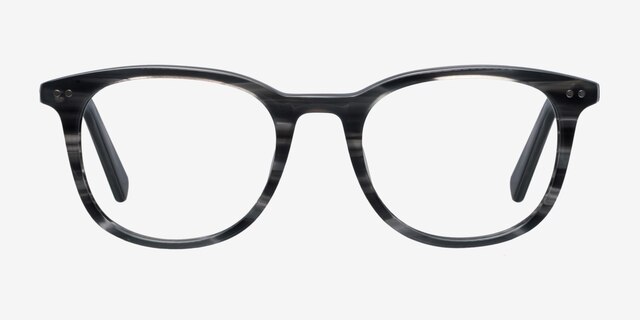Demain Gray Striped AcetateEyeglass Frames from EyeBuyDirect, Front View