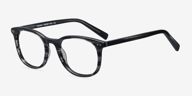 Demain Gray Striped AcetateEyeglass Frames from EyeBuyDirect, Angle View