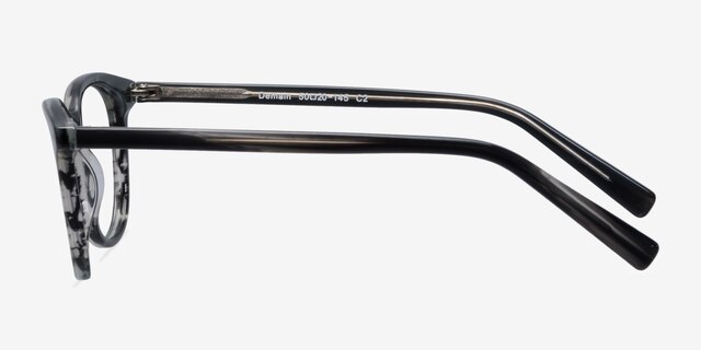 Demain Gray Striped AcetateEyeglass Frames from EyeBuyDirect, Side View