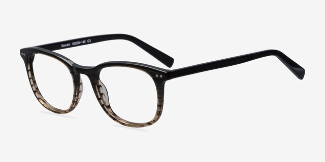 Demain Gray Brown AcetateEyeglass Frames from EyeBuyDirect, Angle View